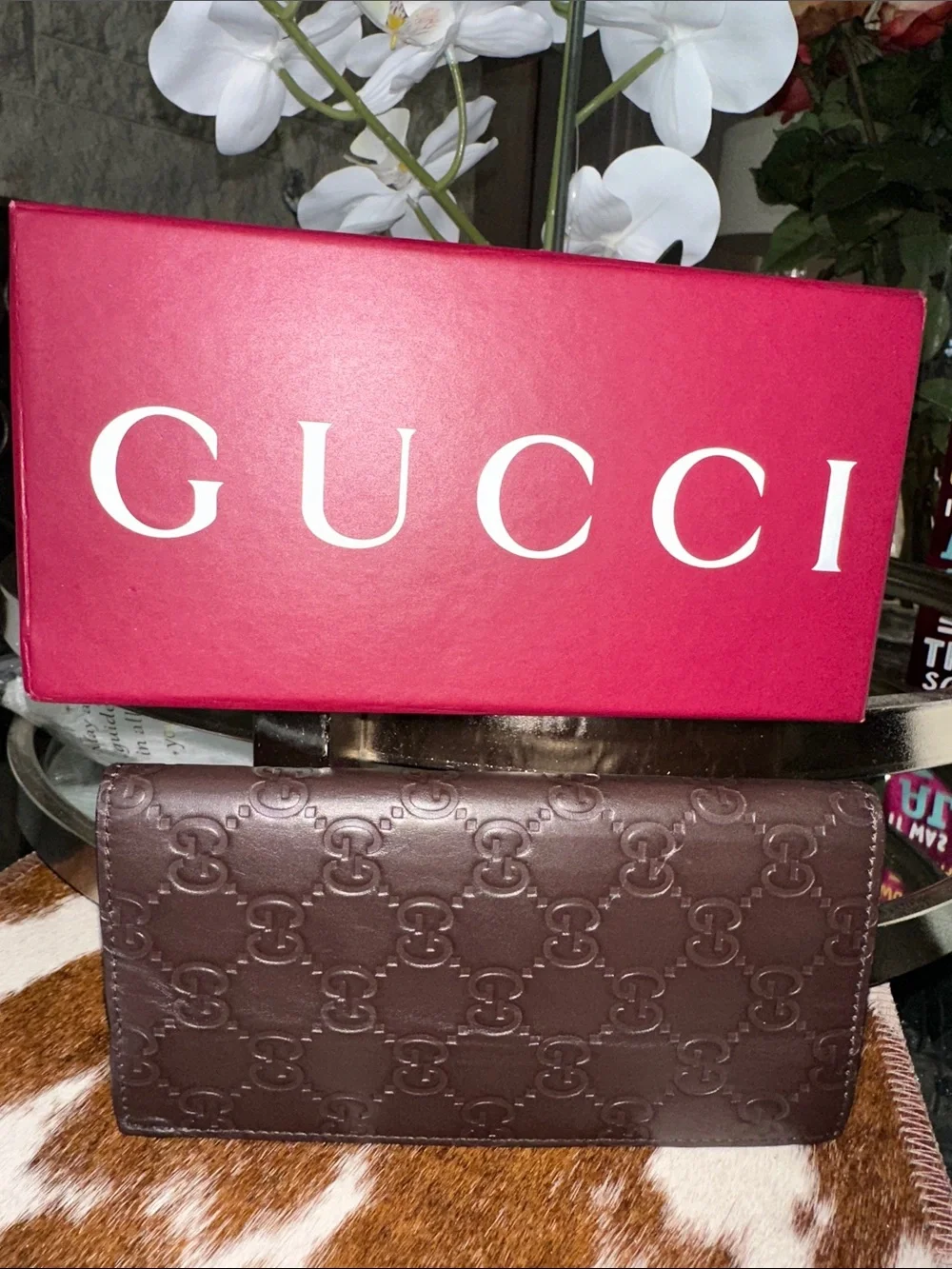 GUCCI GG Long Bifold Wallet Calfskin Leather Brown - Picture 2 of 9